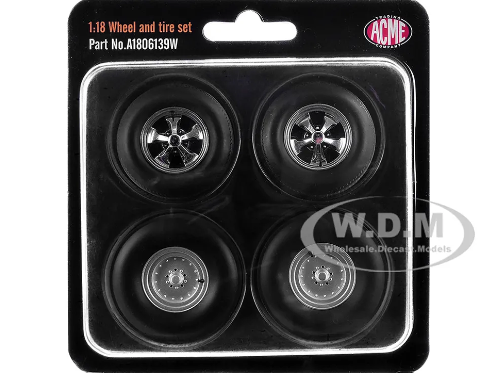 Centerline/Keystone Wheel and Tire Set of 4 pieces from 1970 Plymouth HEMI Cuda for 1/18 Scale Models by ACME
