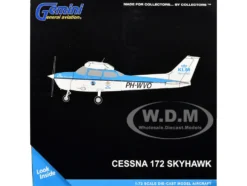 Cessna 172 Skyhawk Aircraft "KLM Aeroclub" (PH-WVO) Light Blue and White "Gemini General Aviation" Series 1/72 Diecast Model Airplane by GeminiJets