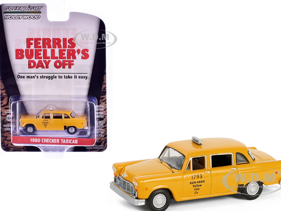 1980 Checker Taxicab "Yellow Cab Co. #1793" Yellow "Ferris Bueller's Day Off" (1986) Movie "Hollywood Series" Release 42 1/64 Diecast Model Car by Greenlight