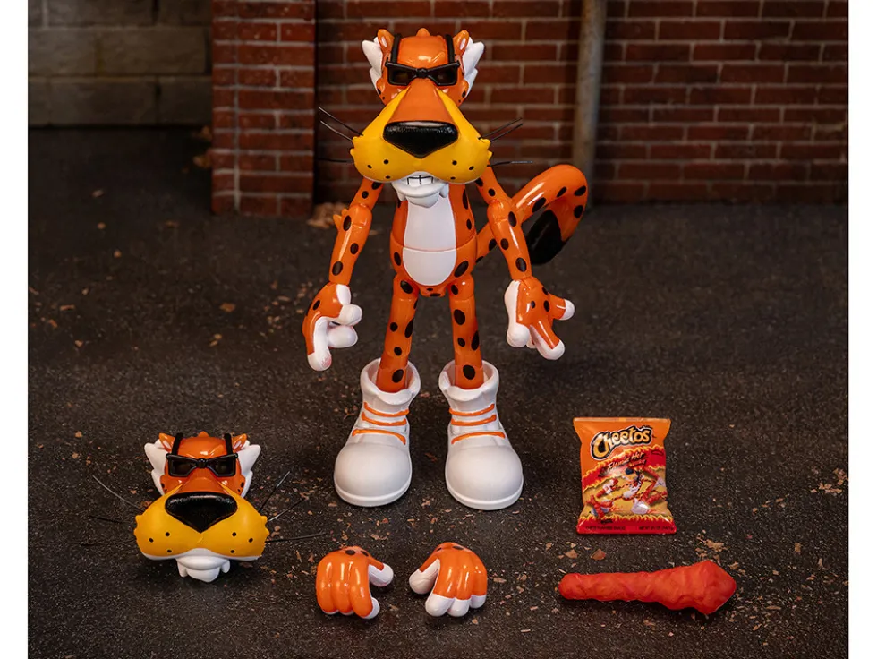 Chester Cheetah 5.5" Glow-in-the-Dark Figure with Accessories and Alternate Head and Hands "Flamin' Hot Cheetos Crunchy" Model by Jada