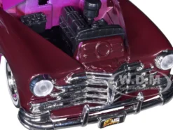 1948 Chevrolet Aerosedan Fleetside Lowrider Purple Metallic Dark Purple Metallic Two-Tone Get Low Series 1/24 Diecast Model Car Motormax 79027