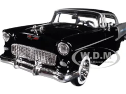 1955 Chevrolet Bel Air Black Silver 1/24 Diecast Model Car Motormax 73229