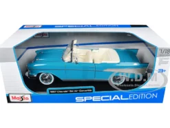 1957 Chevrolet Bel Air Convertible Blue with White Interior "Special Edition" Series 1/18 Diecast Model Car by Maisto