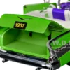 1957 Chevrolet Bel Air Convertible Green Metallic with Flame Graphics and Purple and White Interior Limited Edition to 4050 pieces Worldwide 1/24 Diecast Model Car by M2 Machines