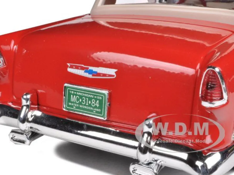 1955 Chevrolet Bel Air Convertible Soft Top Red 1/18 Diecast Car Model Motormax 73184
