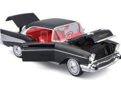 1957 Chevrolet Bel Air Coupe Black with Red Interior "Special Edition" Series 1/18 Diecast Model Car by Maisto