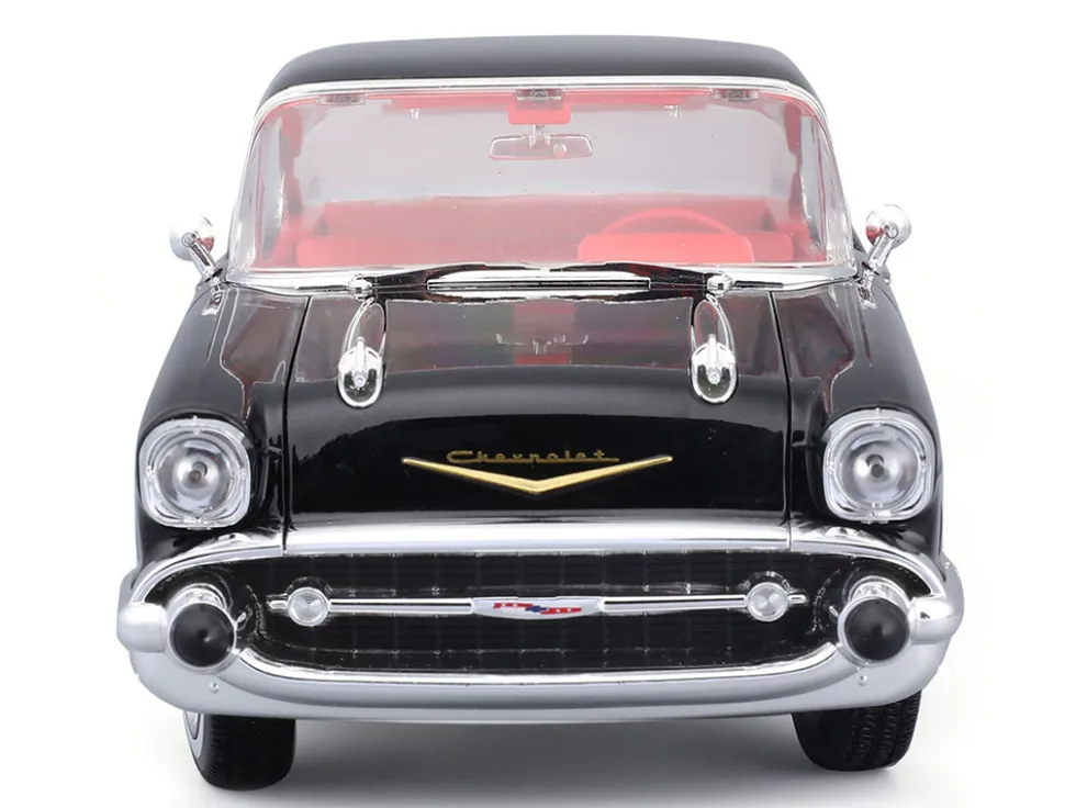 1957 Chevrolet Bel Air Coupe Black with Red Interior "Special Edition" Series 1/18 Diecast Model Car by Maisto