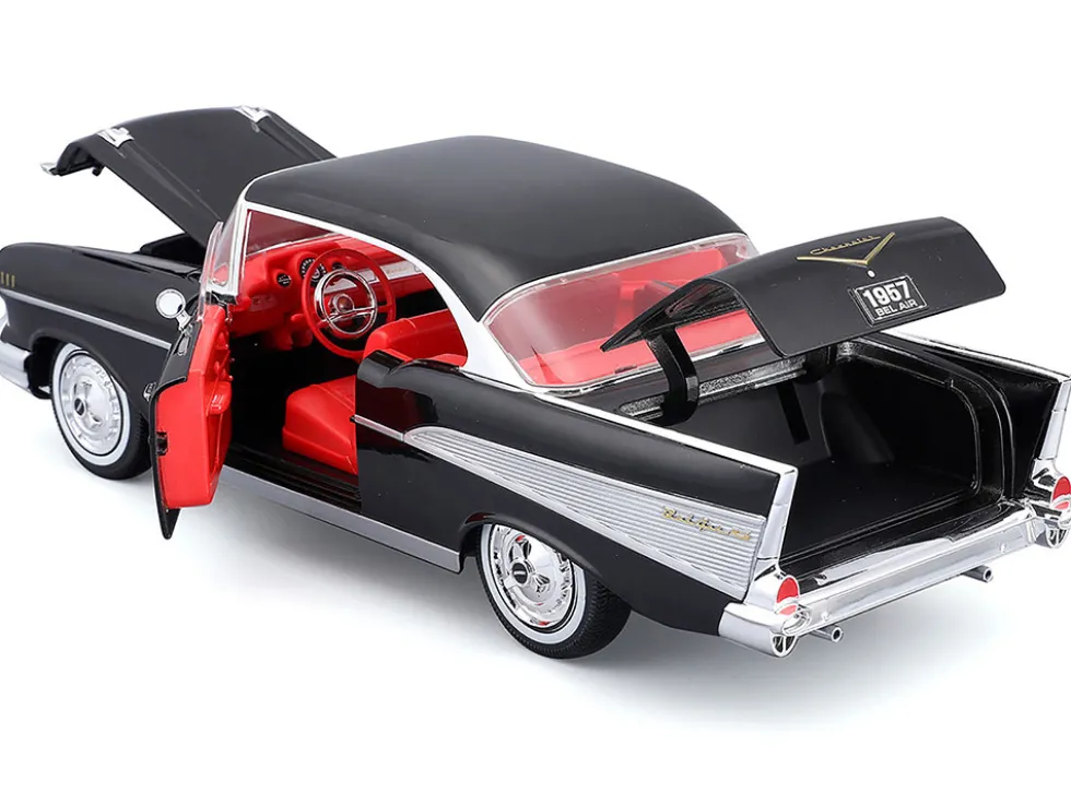 1957 Chevrolet Bel Air Coupe Black with Red Interior "Special Edition" Series 1/18 Diecast Model Car by Maisto
