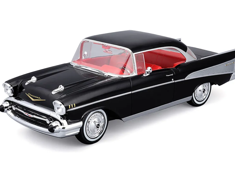 1957 Chevrolet Bel Air Coupe Black with Red Interior "Special Edition" Series 1/18 Diecast Model Car by Maisto