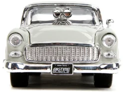 1955 Chevrolet Bel Air "Ghost Gas - Mike's Speed Equip" Light Gray and Blue "Bigtime Muscle" Series 1/24 Diecast Model Car by Jada