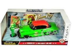 1953 Chevrolet Bel Air Green Red Top Poison Ivy Diecast Figure DC Comics Bombshells Series 1/24 Diecast Model Car Jada 30455