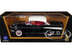 1957 Chevrolet Bel Air Hardtop Black White Top Red Interior 1/18 Diecast Model Car Road Signature 92109