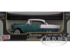 1955 Chevrolet Bel Air Hard Top Green 1/18 Diecast Car Model Motormax 73185