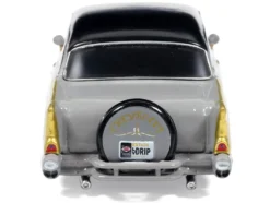 1957 Chevrolet Bel Air Lowrider Gray with Black Top and Gold Accents 1/64 Diecast Model Car by IXO Models