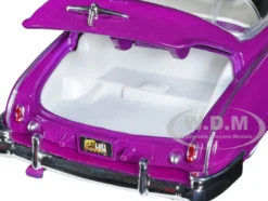 1950 Chevrolet Bel Air Lowrider Purple Metallic Black Top White Interior Get Low Series 1/24 Diecast Model Car Motormax 79026