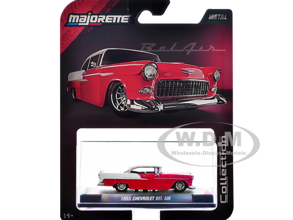 1955 Chevrolet Bel Air Red and White "Collection" Series 1/64 Diecast Model Car by Majorette