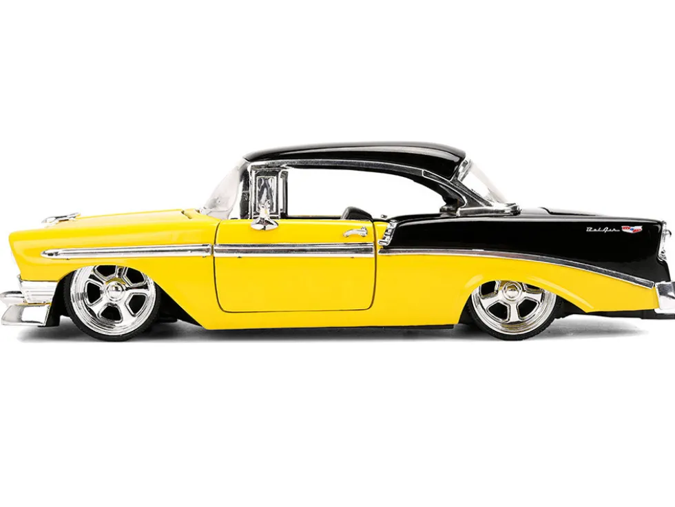 1956 Chevrolet Bel Air Yellow and Black "Bigtime Muscle" Series 1/24 Diecast Model Car by Jada