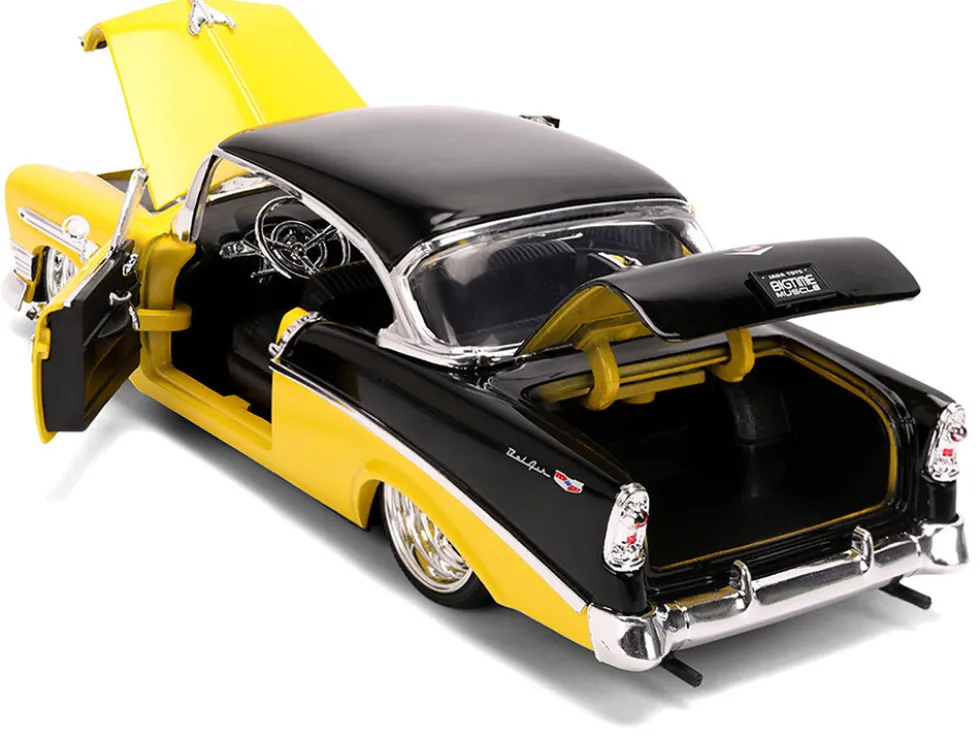 1956 Chevrolet Bel Air Yellow and Black "Bigtime Muscle" Series 1/24 Diecast Model Car by Jada