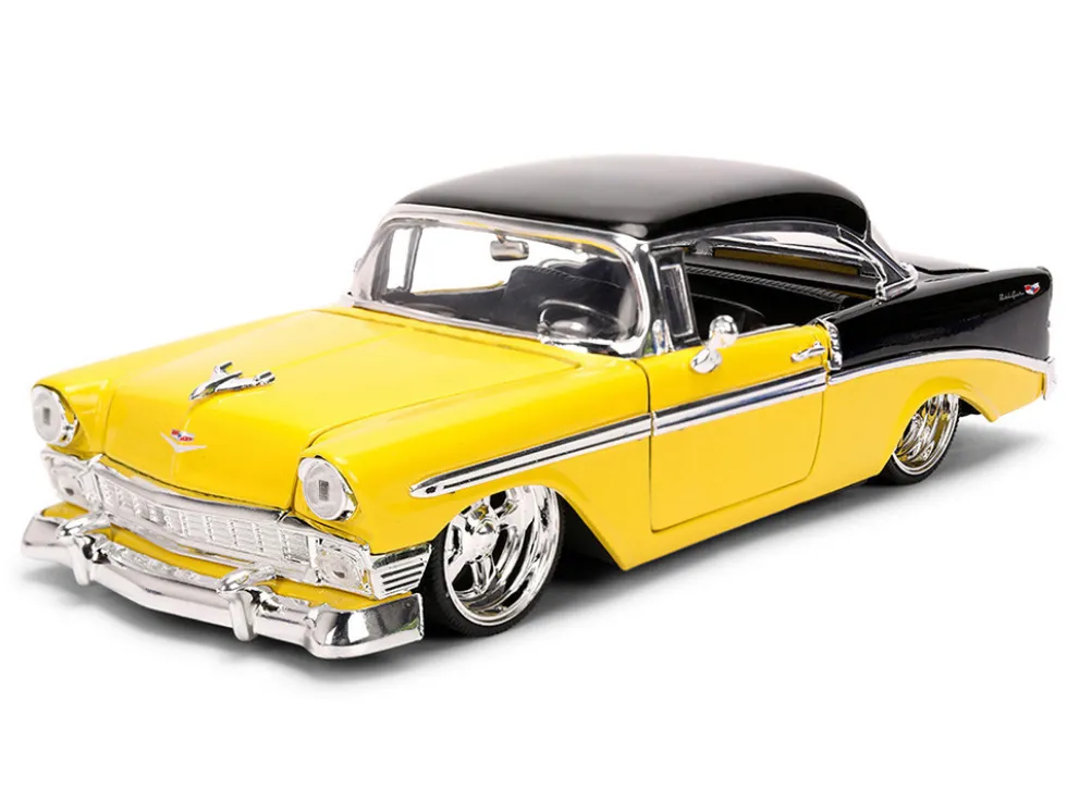 1956 Chevrolet Bel Air Yellow and Black "Bigtime Muscle" Series 1/24 Diecast Model Car by Jada