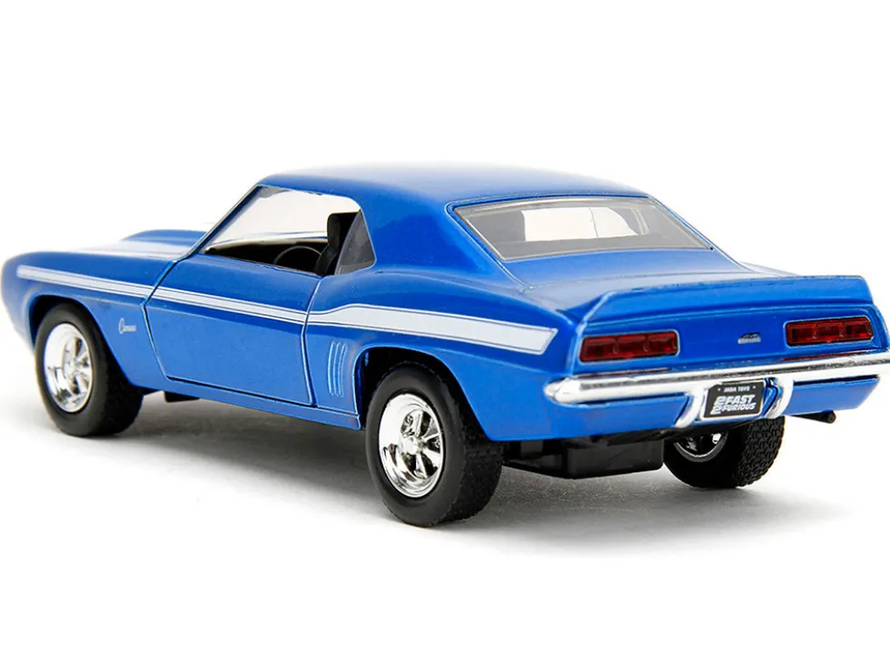 1969 Chevrolet Camaro Blue Metallic with White Stripes "2 Fast 2 Furious" (2003) Movie "Fast & Furious" Series 1/32 Diecast Model Car by Jada