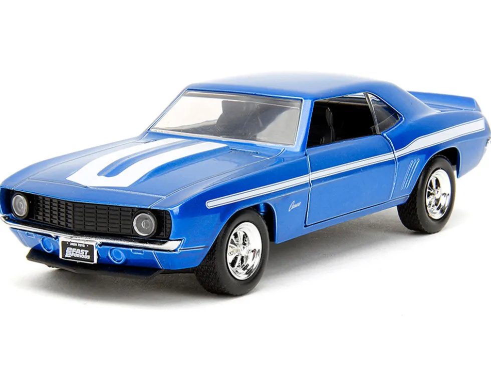 1969 Chevrolet Camaro Blue Metallic with White Stripes "2 Fast 2 Furious" (2003) Movie "Fast & Furious" Series 1/32 Diecast Model Car by Jada