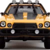 1977 Chevrolet Camaro Off Road Version Bumblebee Yellow Metallic with Black Stripes and Transformers Logo Diecast Statue Transformers Rise of the Beasts 2023 Movie Hollywood Rides Series 1/24 Diecast Model Car Jada 34263