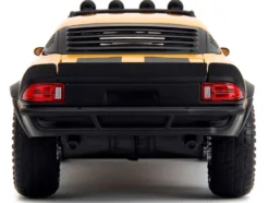 1977 Chevrolet Camaro Off Road Version Bumblebee Yellow Metallic with Black Stripes and Transformers Logo Diecast Statue Transformers Rise of the Beasts 2023 Movie Hollywood Rides Series 1/24 Diecast Model Car Jada 34263