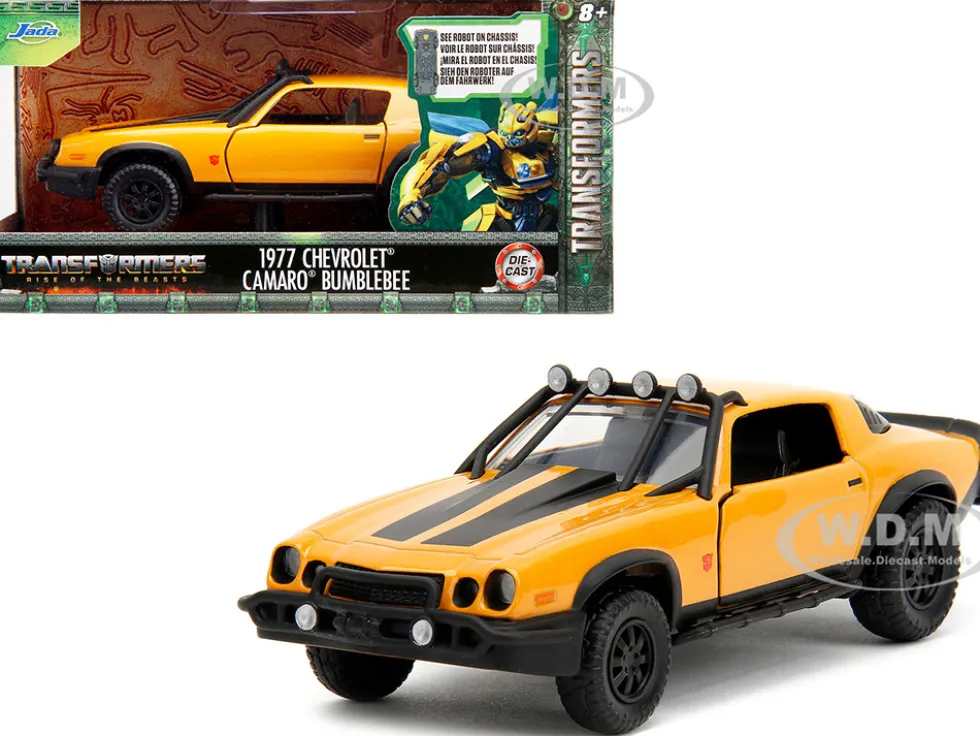 1977 Chevrolet Camaro Off Road Version Yellow Metallic with Black Stripes Transformers Rise of the Beasts 2023 Movie Hollywood Rides Series 1/32 Diecast Model Car Jada 34258