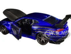 2016 Chevrolet Camaro Widebody Candy Blue Gray Metallic Hood American Flag Graphics Bigtime Muscle Series 1/24 Diecast Model Car Jada 32993