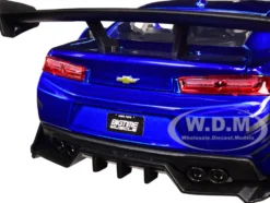 2016 Chevrolet Camaro Widebody Candy Blue Gray Metallic Hood American Flag Graphics Bigtime Muscle Series 1/24 Diecast Model Car Jada 32993