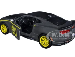 2017 Chevrolet Camaro ZL1 #90 Matt Gray Yellow Stripes GT Racing Series 1/24 Diecast Model Car Motormax 79510gry