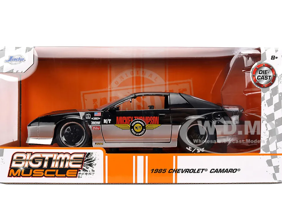 1985 Chevrolet Camaro Z28 "Mickey Thompson" Black and Silver Metallic "Bigtime Muscle" Series 1/24 Diecast Model Car by Jada