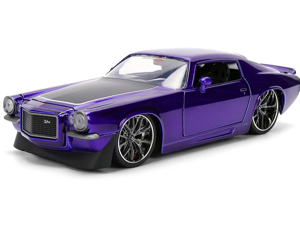 1971 Chevrolet Camaro Z/28 Purple Metallic with Black Hood "Bigtime Muscle" Series 1/24 Diecast Model Car by Jada