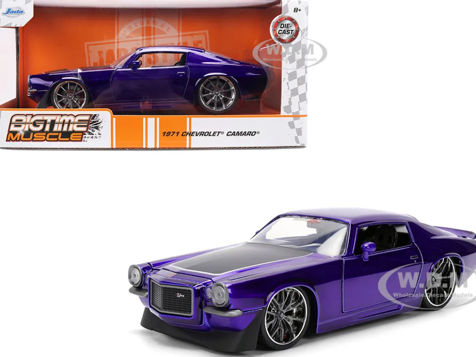 1971 Chevrolet Camaro Z/28 Purple Metallic with Black Hood "Bigtime Muscle" Series 1/24 Diecast Model Car by Jada