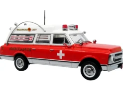 1969 Chevrolet C-10 Ambulance "Baltimore City Fire Department" White and Red "5 Alarm" Series Limited Edition 1/50 Diecast Model by Iconic Replicas