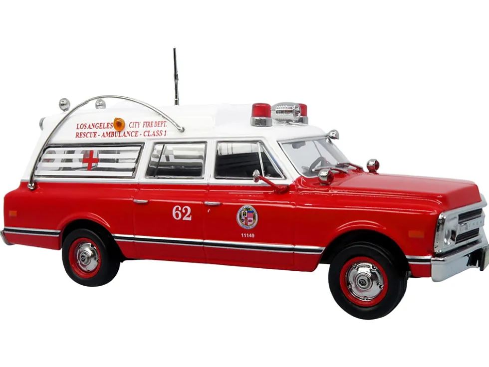 1969 Chevrolet C-10 Ambulance "Los Angeles City Fire Department" Red and White "5 Alarm" Series Limited Edition 1/50 Diecast Model by Iconic Replicas