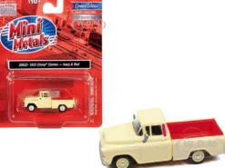 1955 Chevrolet Cameo Pickup Truck Ivory Red 1/87 HO Scale Model Car Classic Metal Works 30622