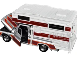 1966 Chevrolet C10 Fleetside Pickup Truck Silver Metallic with Brown Sides with Camper Shell 