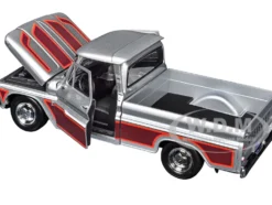 1966 Chevrolet C10 Fleetside Pickup Truck Silver Metallic with Brown Sides "American Classics" Series 1/24 Diecast Model Car by Motormax