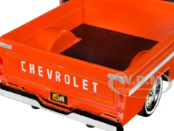 1966 Chevrolet C10 Fleetside Pickup Truck Lowrider Orange Metallic with White Top Get Low Series 1/24 Diecast Model Car Motormax 79034COP