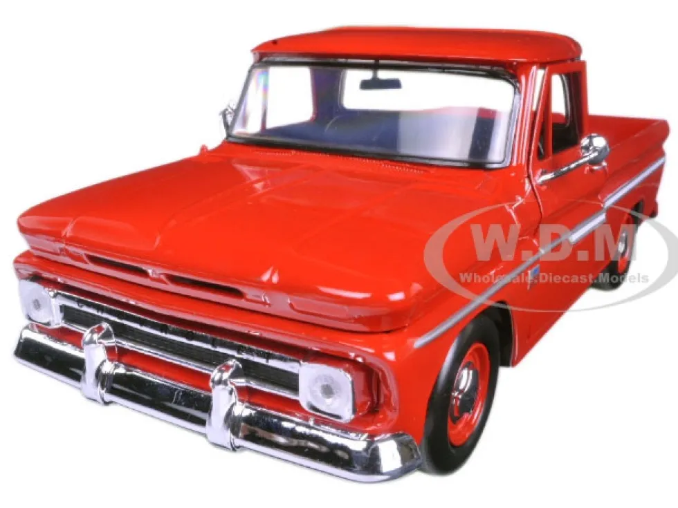 1966 Chevrolet C10 Fleetside Pickup Truck Red 1/24 Diecast Model Car Motormax 73355