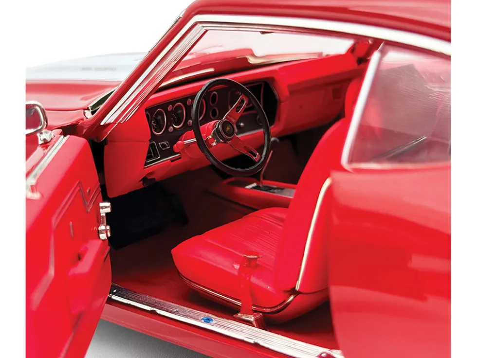 1970 Chevrolet Chevelle SS 454 LS6 Cranberry Red with White Stripes and Red Interior Limited Edition to 454 pieces Worldwide 1/18 Diecast Model Car by ACME