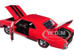 1967 Chevrolet Chevelle SS 396 Red with Black Stripes 1/18 Diecast Model Car Motormax 73104