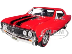 1967 Chevrolet Chevelle SS 396 Red with Black Stripes 1/18 Diecast Model Car Motormax 73104