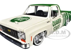 1973 Chevrolet Cheyenne 10 Pickup Truck "Quaker State" Beige and Green Limited Edition to 9600 pieces Worldwide 1/24 Diecast Model Car by M2 Machines