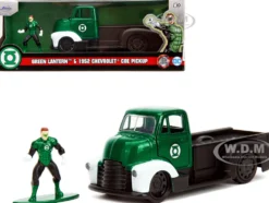 1952 Chevrolet COE Pickup Truck Green Metallic and Black and Green Lantern Diecast Figure DC Comics Hollywood Rides Series 1/32 Diecast Model Car Jada 33093