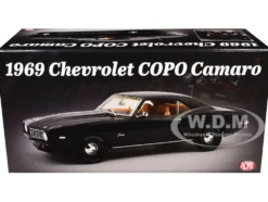 1969 Chevrolet COPO Camaro Tuxedo Black with Yellow Interior Limited Edition to 402 pieces Worldwide 1/18 Diecast Model Car by ACME