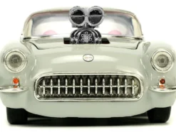 1957 Chevrolet Corvette Beige with Pink Interior with Bugs Bunny Figure Looney Tunes Hollywood Rides Series 1/24 Diecast Model Car Jada 32390