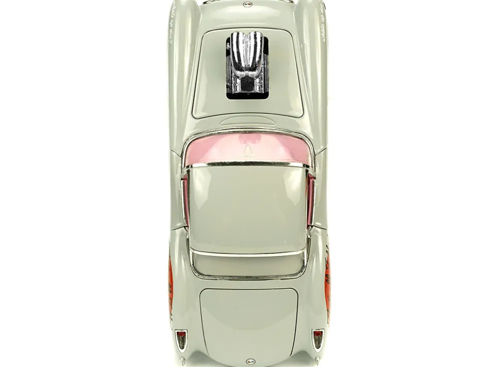 1957 Chevrolet Corvette Beige with Pink Interior with Bugs Bunny Figure Looney Tunes Hollywood Rides Series 1/24 Diecast Model Car Jada 32390