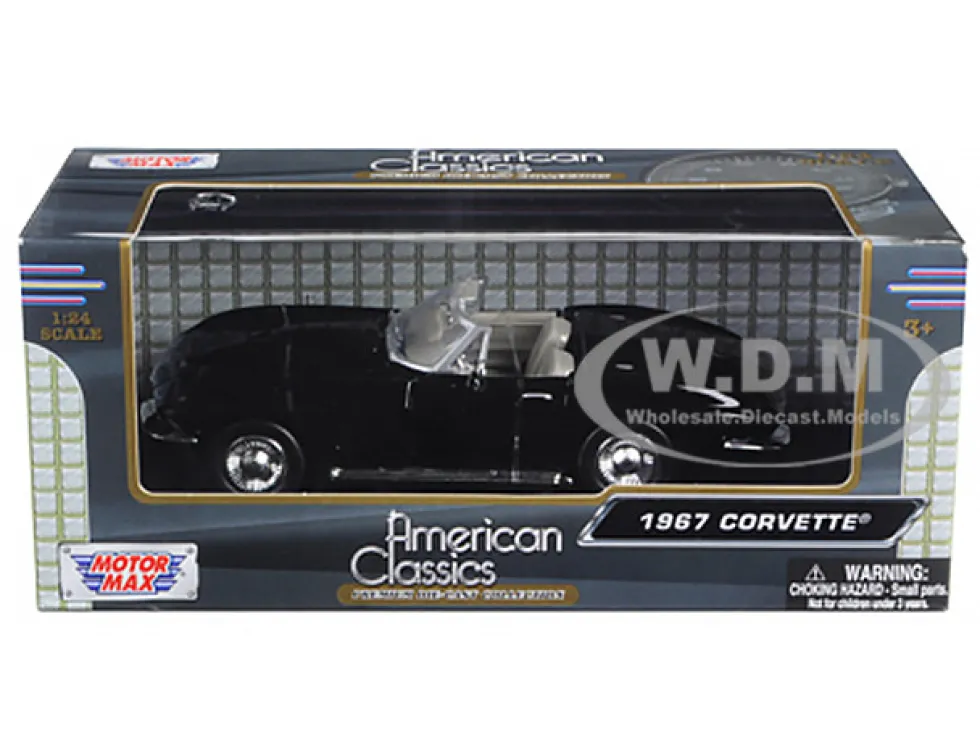 1967 Chevrolet Corvette Black Convertible 1/24 Diecast Car Model Motormax 73224